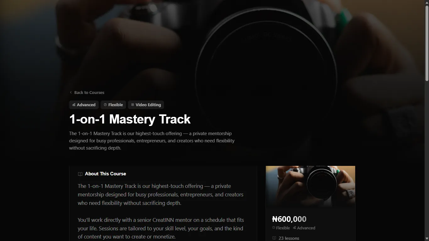 CreatINN Academy course pages