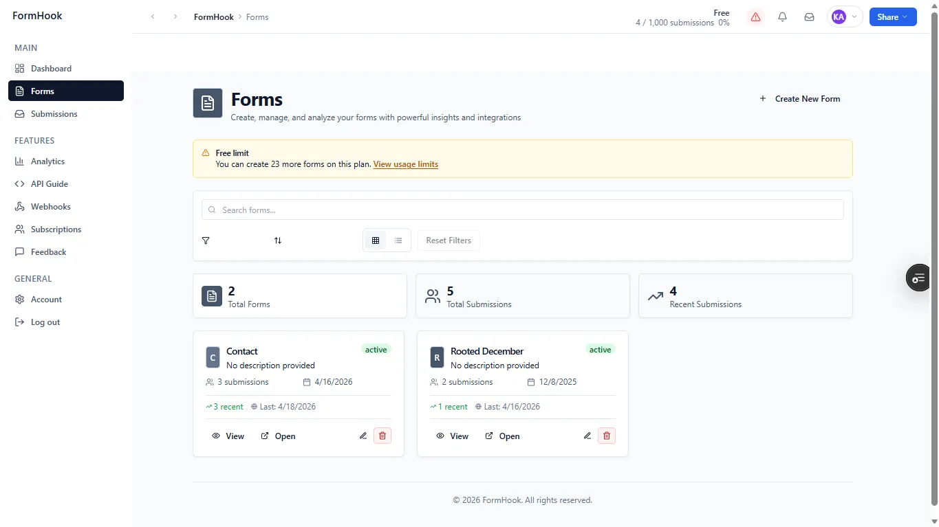 FormHook integrations